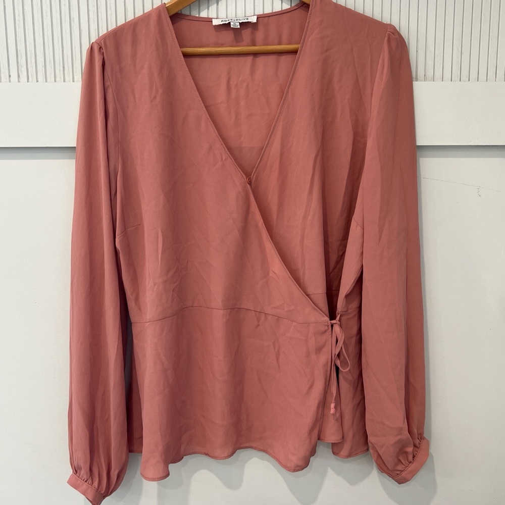 Rose & Olive Dusty Rose Wrap Blouse